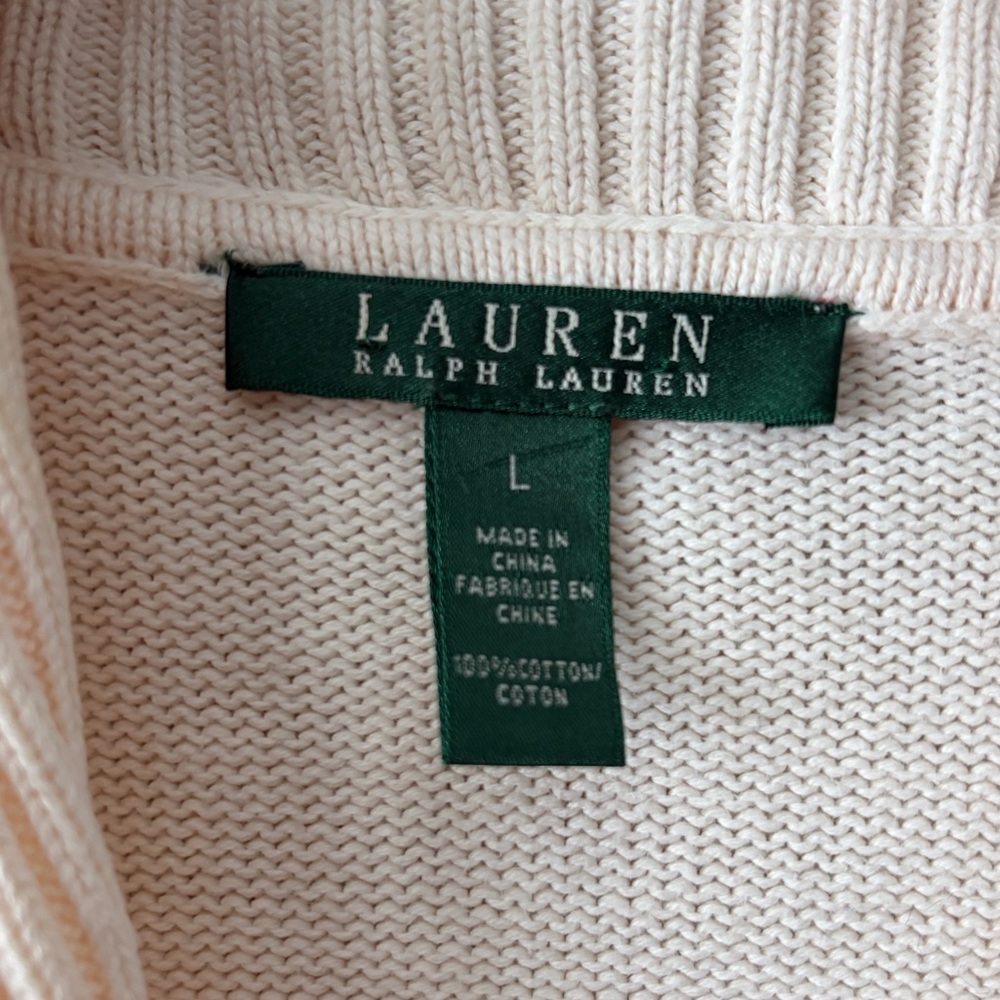 Ralph Lauren Button Front Cardigan Sweater Cream White Women’s Large L - Picture 9 of 12